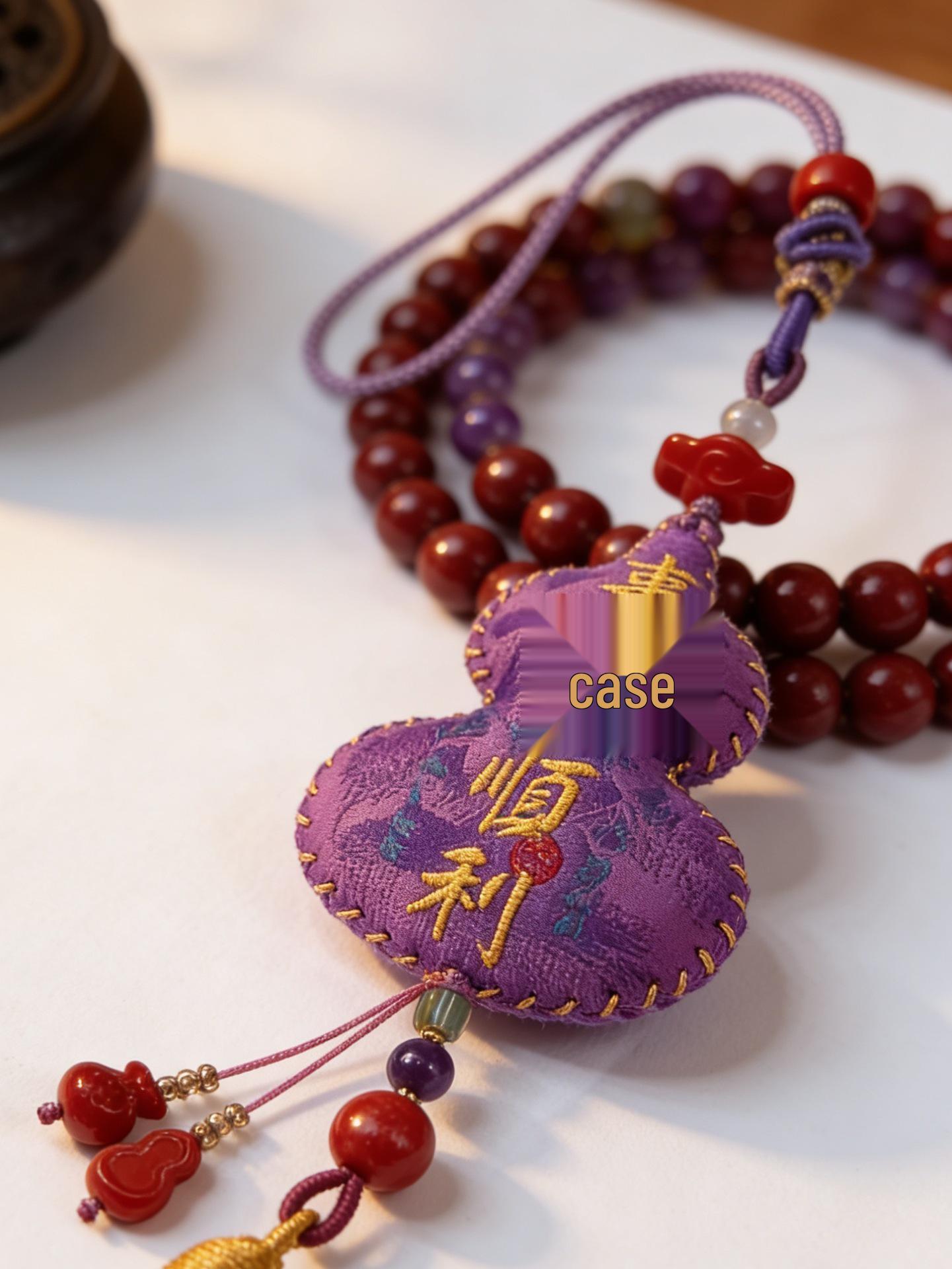 Cinnabar Auspicious Clouds Pendant with Red Gauze  Sachet Car Accessories. High Content Cinnabar (Approximately 75%-80%)