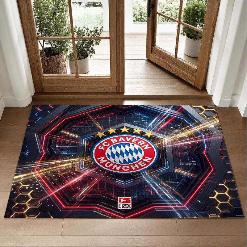 Bayern Munich Design Crystal Velvet Rug Soft Decorative Mat for Bedroom Entrance