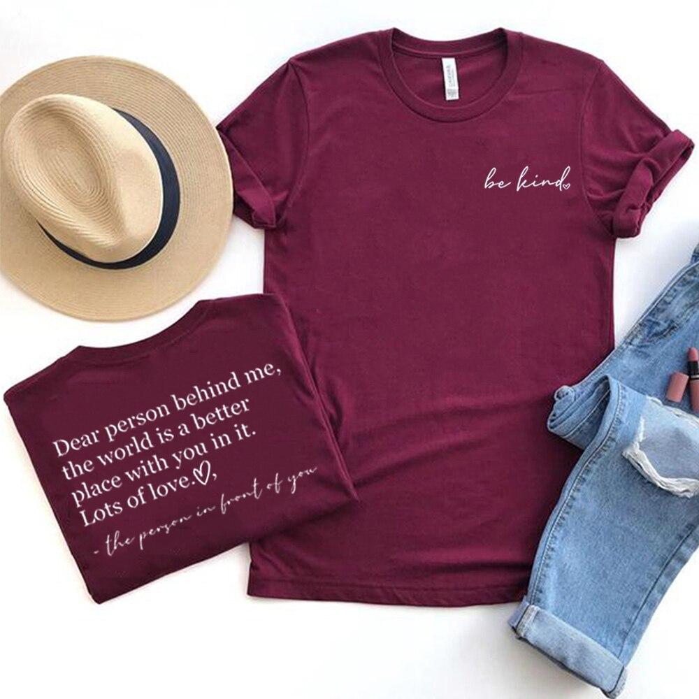 

Футболка Be Kina Dear Person Behind Me, рубашка для психического здоровья, эстетическая мотивационная футболка, футболка унисекс, топы с короткими рукавами XL бордовый