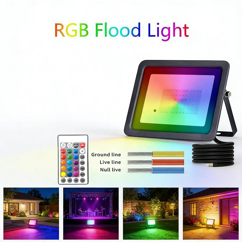 RGB LED Floodlight 10W 30W 50W 100W AC 220V IP66 Waterproof Spotlight Landscape For Garden Party Outdoor Lighting
