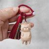 Retro Wooden Cat Keychain Hand Carved Cute Kitty Bag Pendant Charm Tassel Gift Or Women Girl Couple Fashion Jewelry Accessories