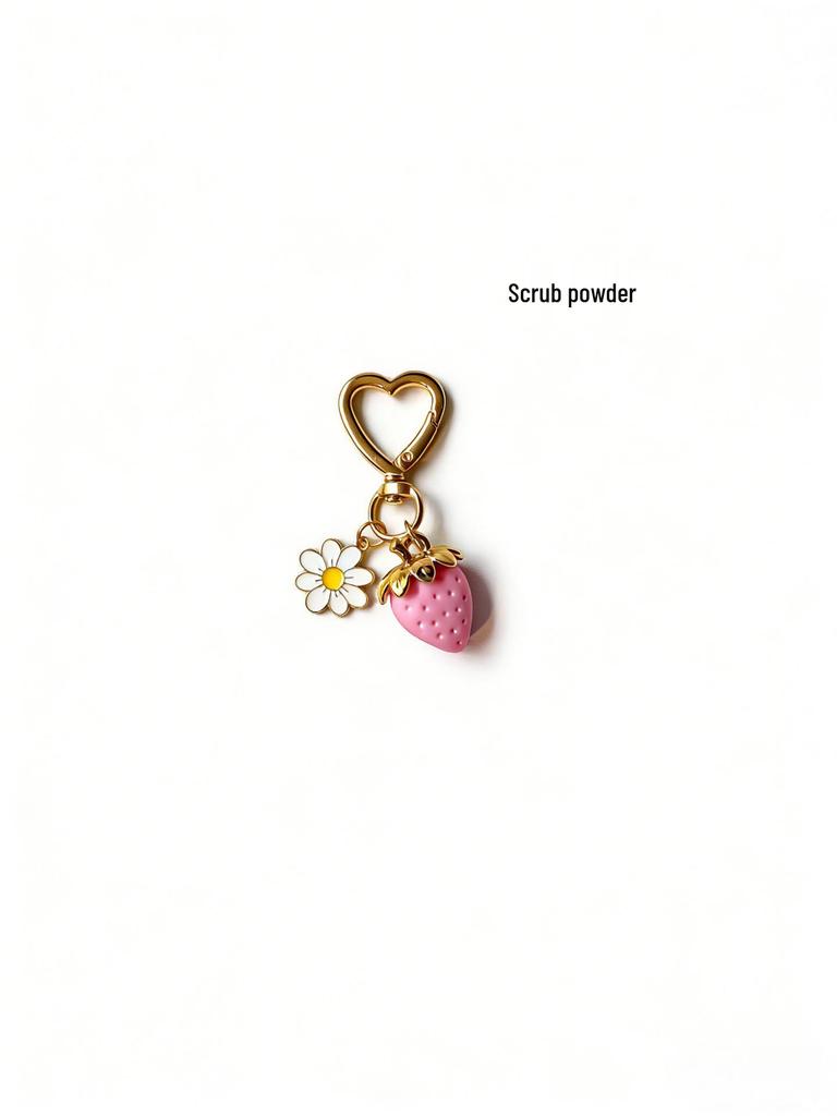 Charming Bowknot Heart-Shaped Strawberry Keychain