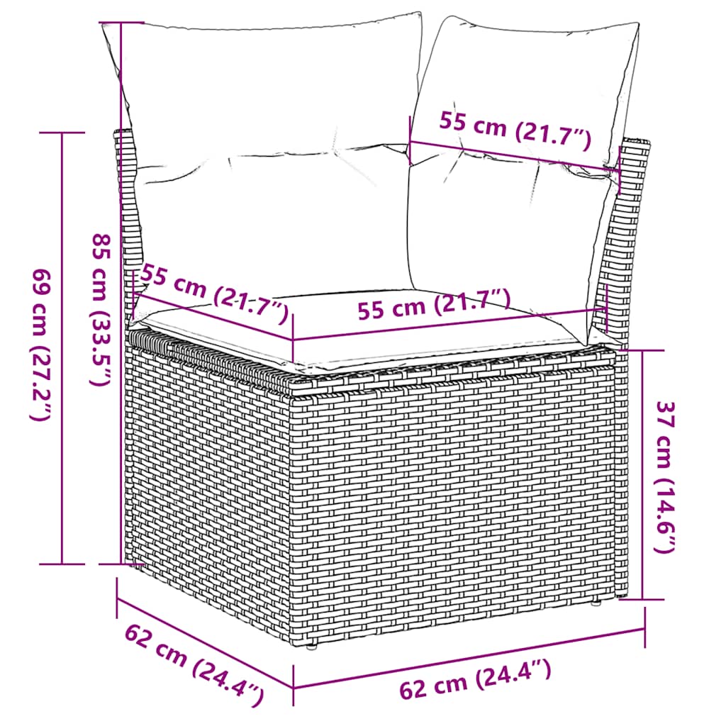 7 Piece Garden Sofa Set with Cushions Black Poly Rattan