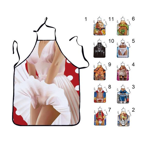 Vtipná zástěra Jemný polyester Nastavitelná Bez rukávů Sexy Vzor Unisex Zástěra pro Domov