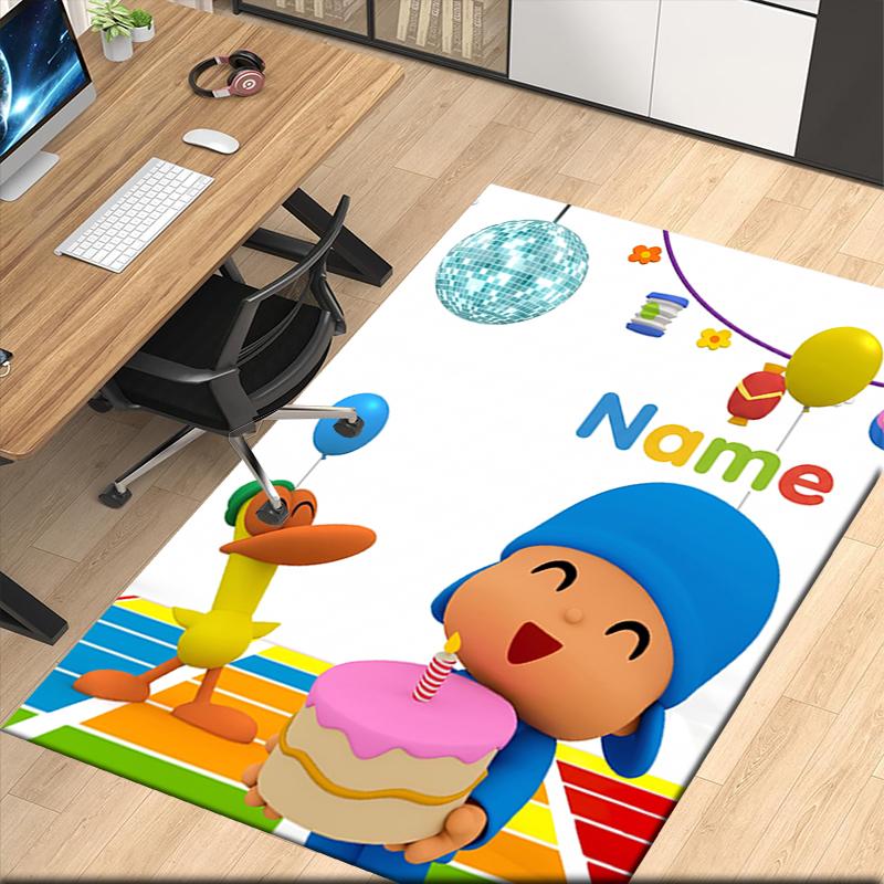 Custom Name Pocoyo Printed Carpet Rug For Office Chair Living Room Bedroom Kitchen Room Decor Gifts