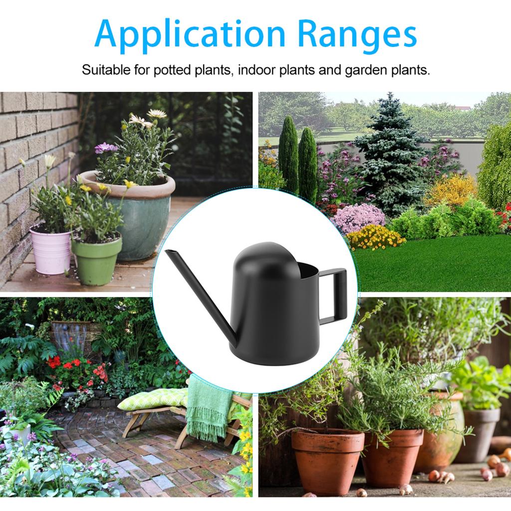 300ml Svart Rostfritt Stål Vattenkanna Inomhus Utomhus Växter Lång Pip Vattenkruka
