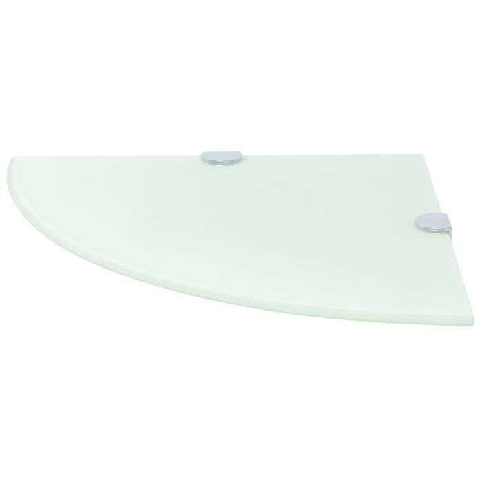 VidaXL Étagères d'angle 2 pcs et supports chromés Verre Blanc 35x35 cm