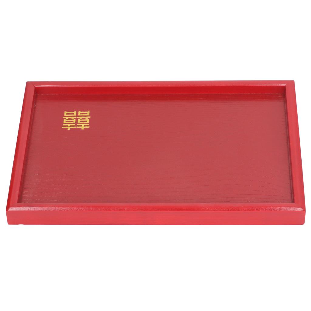 Wood Serving Tray Decorative Serving Platter Snack Fruit Plate for Living Room Coffee Table Kitchen CounterTop Red