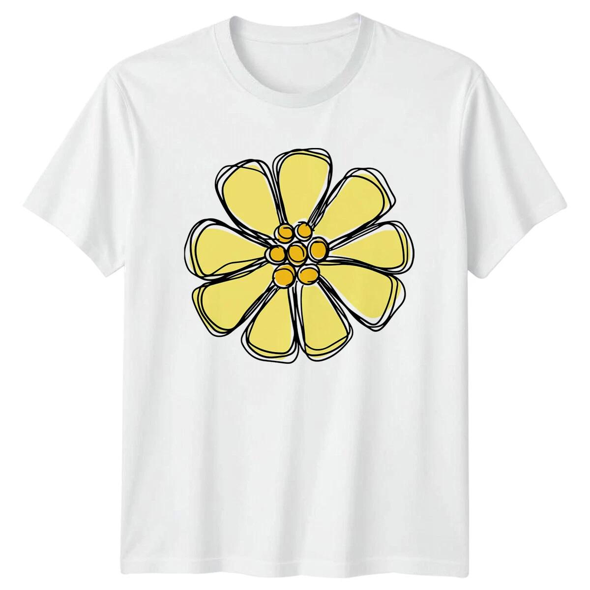Yellow Sketchy Flower Floral Nature Mens T-Shirt Womens Graphic Tee XS