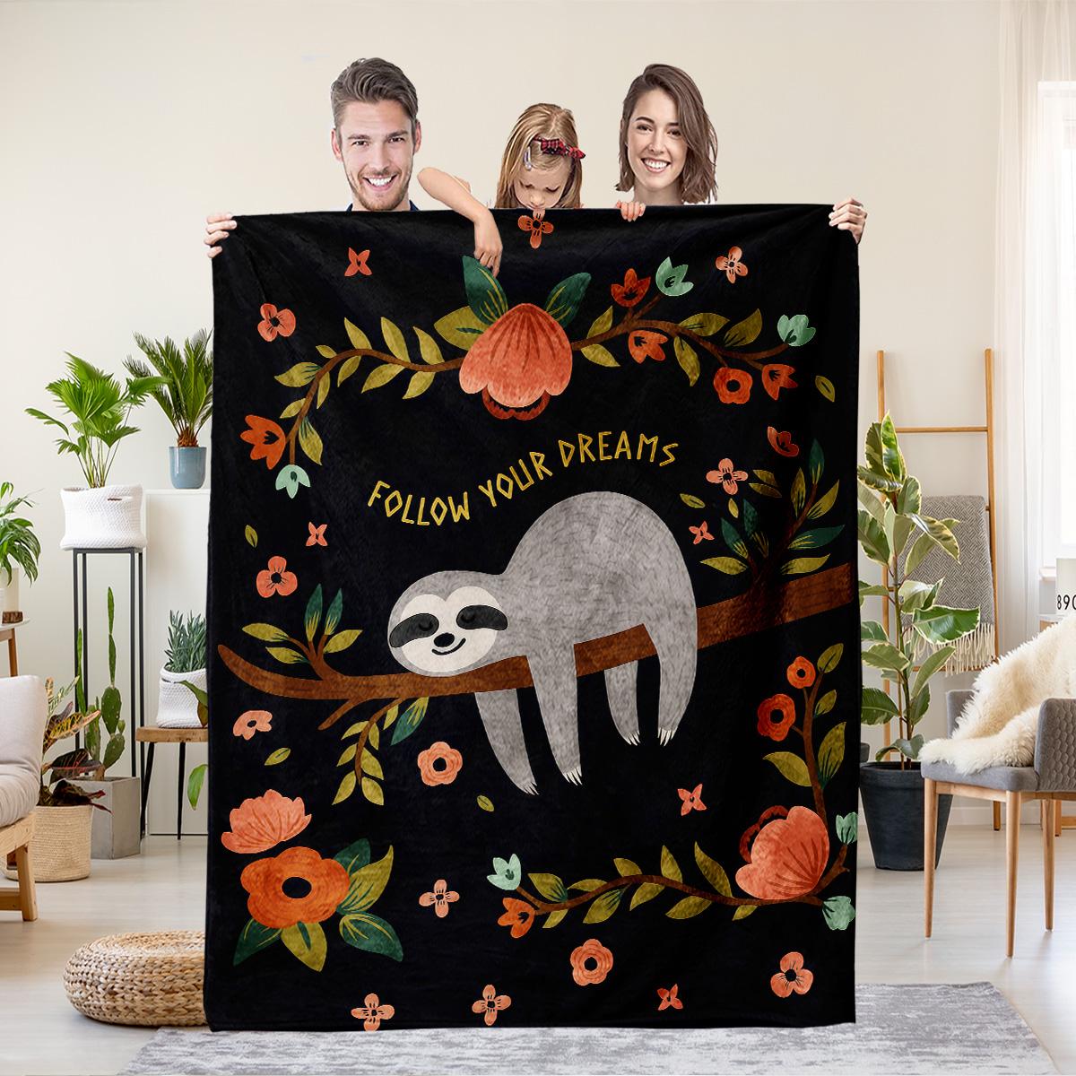 

1pc Cartoon Animal Print Flannel Blanket Multi Size Living Room Sofa Nap Leisure Blanket Soft and Comfortable Machine Washable 70x100cm