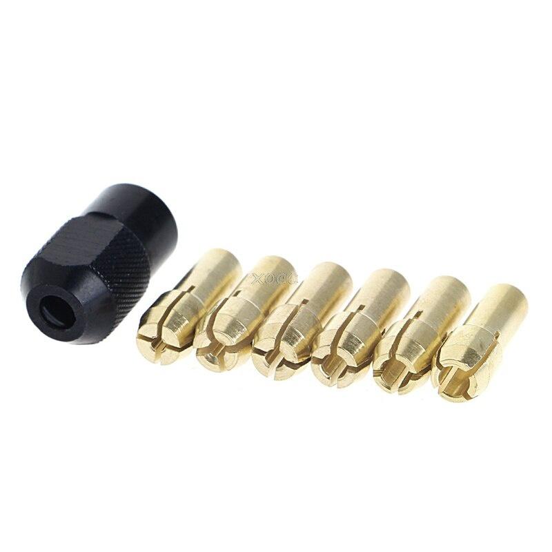 7pcs/lot Dremel Brass Collet 1.0/1.6/2.0/2.4/3.0/3.2 +dremel Check M8*0.75 Fits Dremel Rotary Tools Dremel Accessories A25