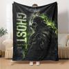 Simon Ghost Print Flannel Blanket High Quality Warm Comfortable Cover for All Seasons Perfect for Gifts Home Decor