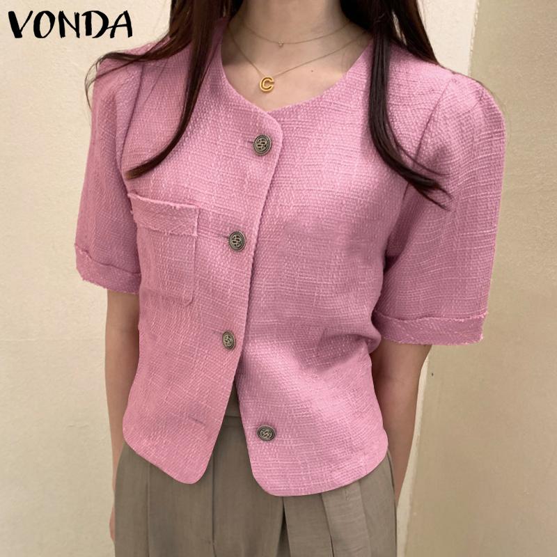 Damen T-Shirt Mit 3/4 Arm - Elegante Bluse Mit Knopfleiste Aus Baumwolle