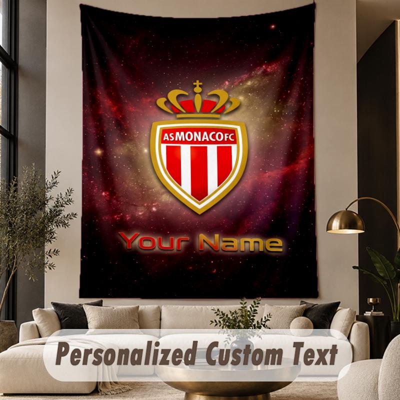 Custom Text Tapestry Monaco FC Print Wall Tapestry Indoor Living Room Wall Decor