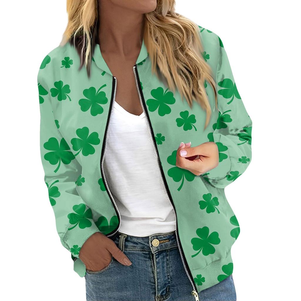 Dámské bundy s dlouhým rukávem lehký zip krátký vánoční potisk bunda ležérní prošívaná bunda s kapsami