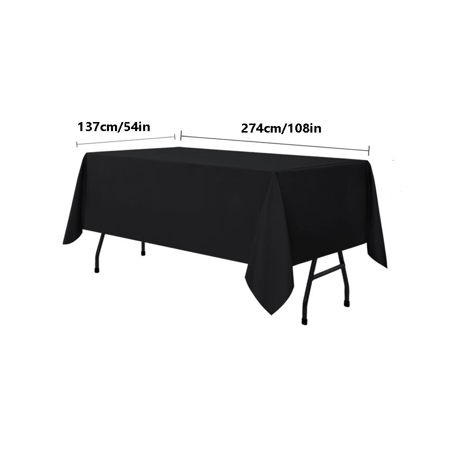 Black Rectangular Disposable Tablecloth 54x108 Inches for Parties Dinners and Events