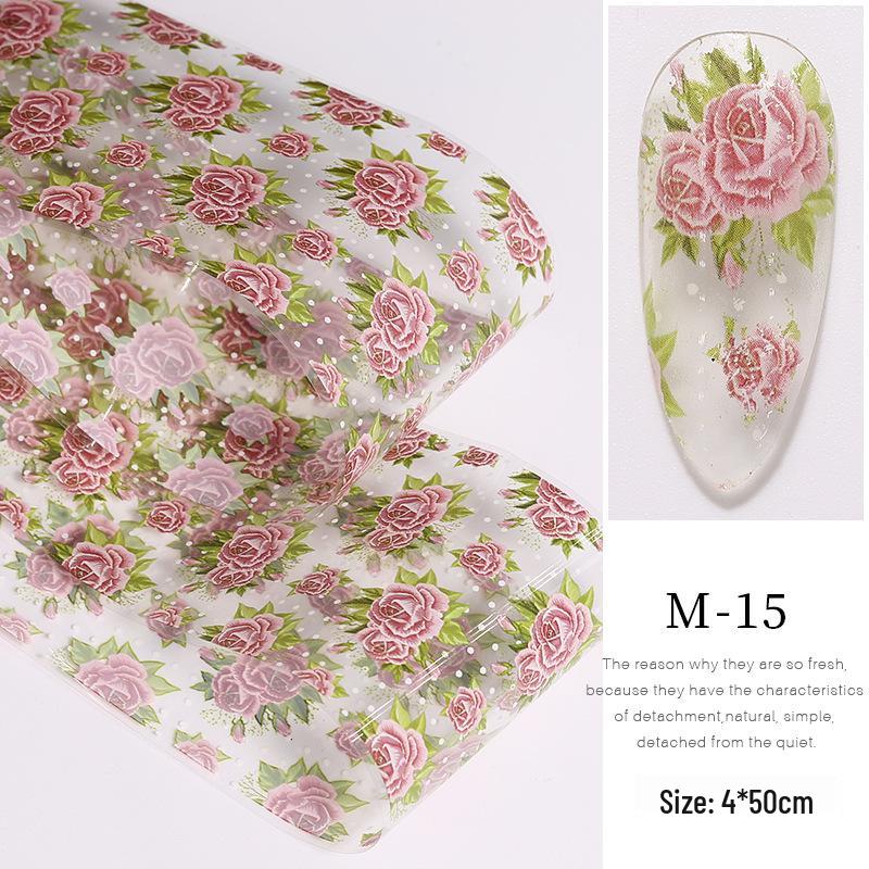 

Japanese Floral Nail Art Transfer Stickers – Starry Sky Gel Decoration M-15# Single 4*50cm розовый