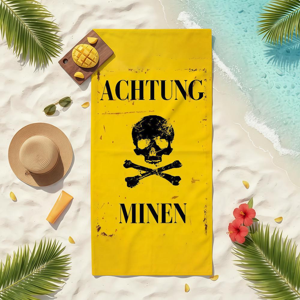 Achtung Minen Metal Signs Towel Soft Pool Gift For Travel Gym Shower Camping Quick Dry Sports Beach Towels
