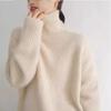 European Style High Neck Loose Wool Sweater – Women's Versatile Solid Color Knitted Sweater