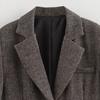 Vintage Lapel Herringbone Suit Coats Women Casual Single-Breasted Pockets Jackets Coat Lady Autumn Chic High Street Outwear