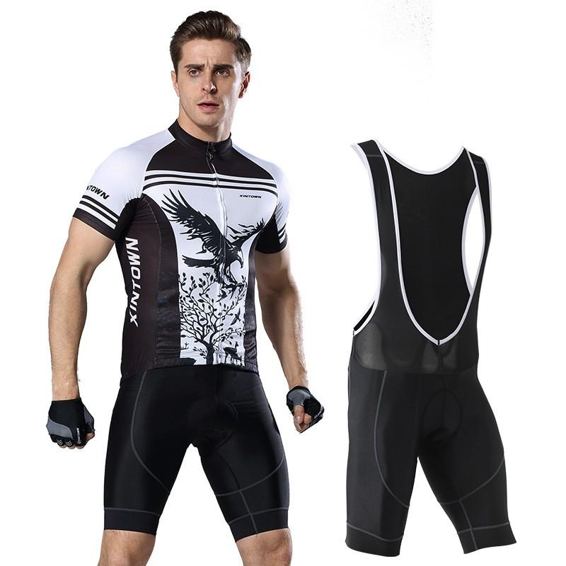 XINTOWN Mens Cycling Bib Shorts Set Road Bike Riding Jersey Sportswear