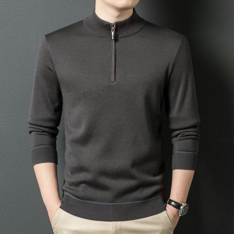

Fengxun Men s Autumn/Winter Half-Zip Mock Neck Solid Knit Sweater FXT5254 180
