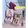 PU Leather Jewelry Box Mirror Storage Box 26 Letter Printed Portable Jewelry Organizer Earring Ring Necklace Case