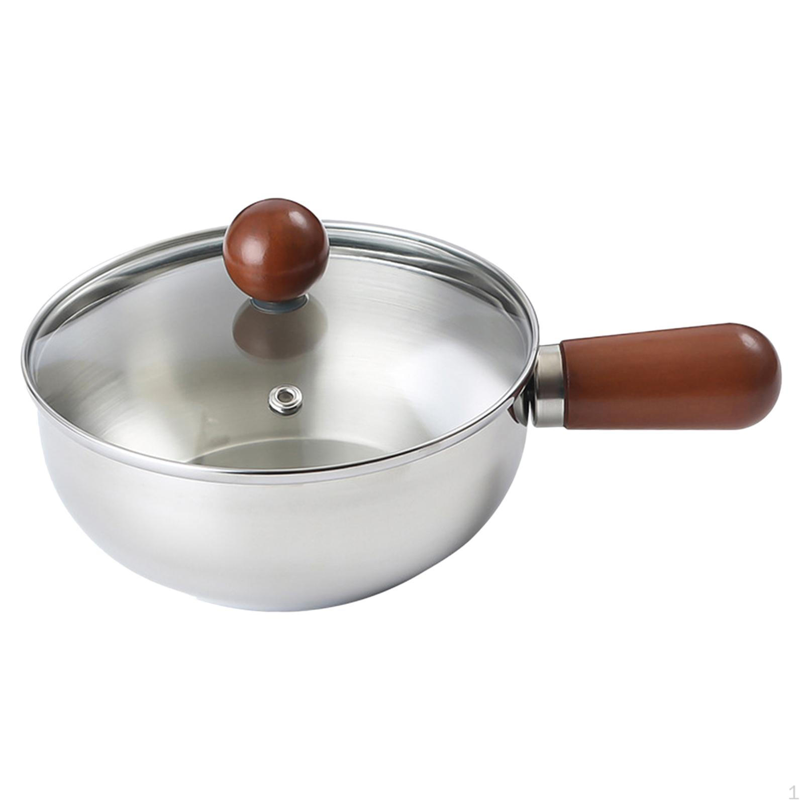 

Sauce Pan Butter Warmer Food Kitchen Cooking Tool 600ml with Wood Handle Cookware срібний