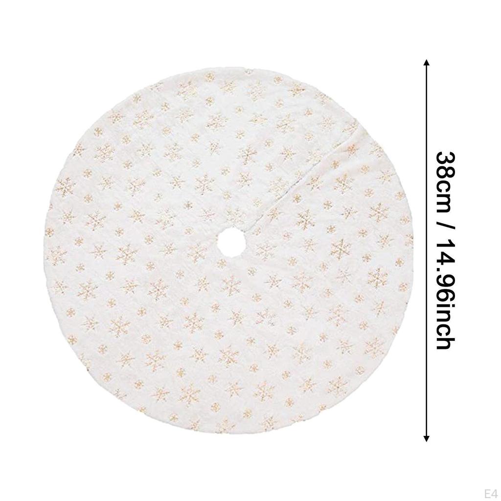 Mini Plush Christmas Tree Skirt 15 Inch Ornament for Living Room Indoor Home Silver Snowflakes