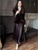 2025 Autumn European & American Elegant Solid Color Top and Skirt Set