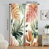 2 pcs   versatile polyester transparent curtains for home decoration Pink Tropical Palm for use in bedrooms and living rooms