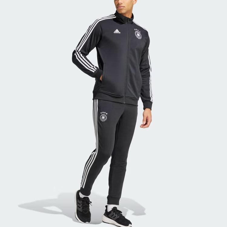 Adidas Germany Dna Sweat Pants Three Stripe Color Block Tapered Football Knit Sports Pants Men Pants Black IT9763
