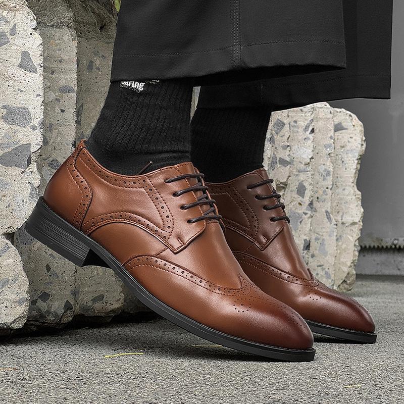 Fashion 2025 Stylish Lace-Up for Men Business Shoes Leather Mens Casual Flats All-match for Men Oxfords Shoes New Men's Walking Shoes