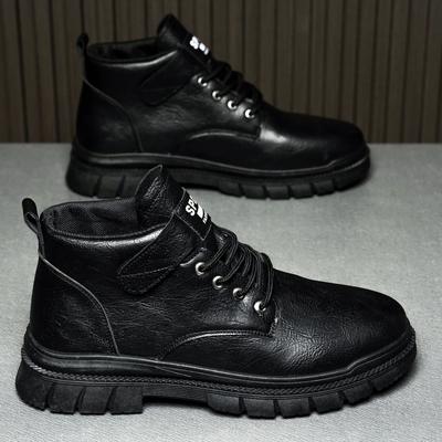 Herre casual støvler Vår og Høst Britiske workwear støvler Sklisikker myk såle komfort utendørs mellomhøye skinnstøvler herresko