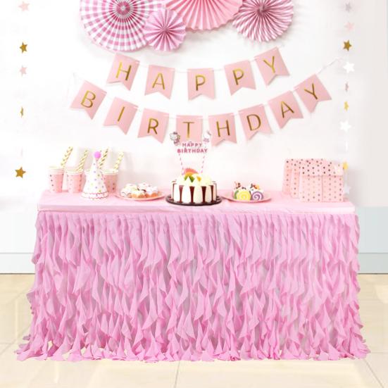 Curly Willow Table Skirt for Rectangle Round Tables 6ft Ruffle Tutu Table Cloth Reusable Table Skirt for Baby Shower Birthday Party Candy Cake Tables