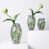 Grüne Flecken Ovales Glasvase Transparent Hydroponik Terrarium Blumenarrangement Zubehör Blumenvase Blumentopf