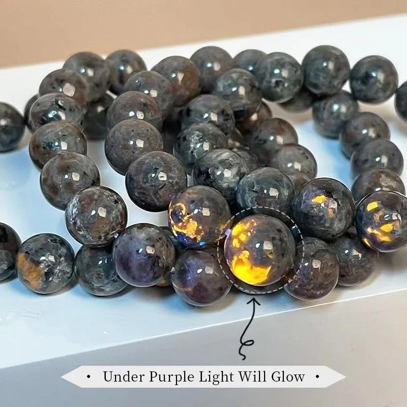 Natural Flame Stone Beaded Bracelet Men Women Powerful Chakra Yooperlite Fire Stone Energy Meditation Fengshui Bangle Jewelry
