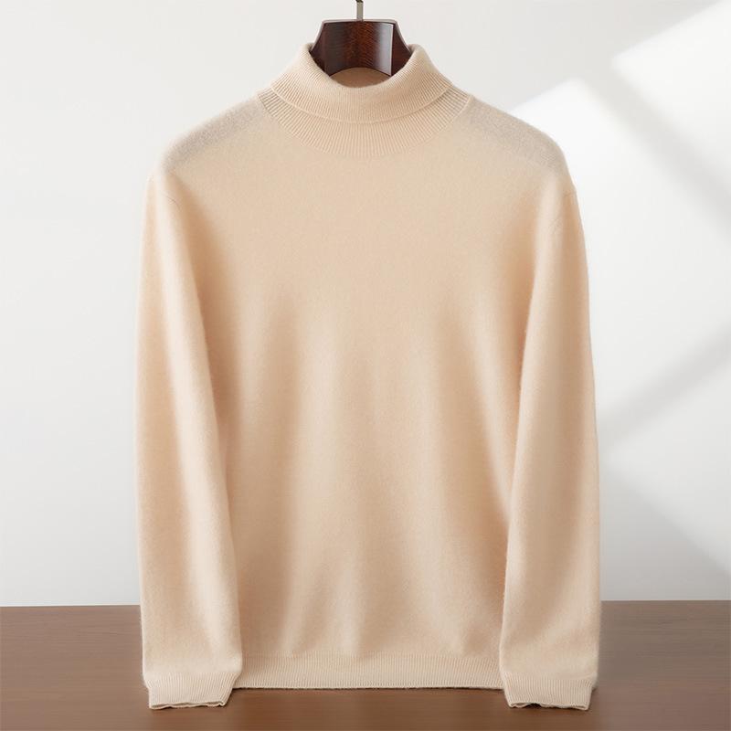 New cashmere sweater high lapel neck pullover solid color loose knitting