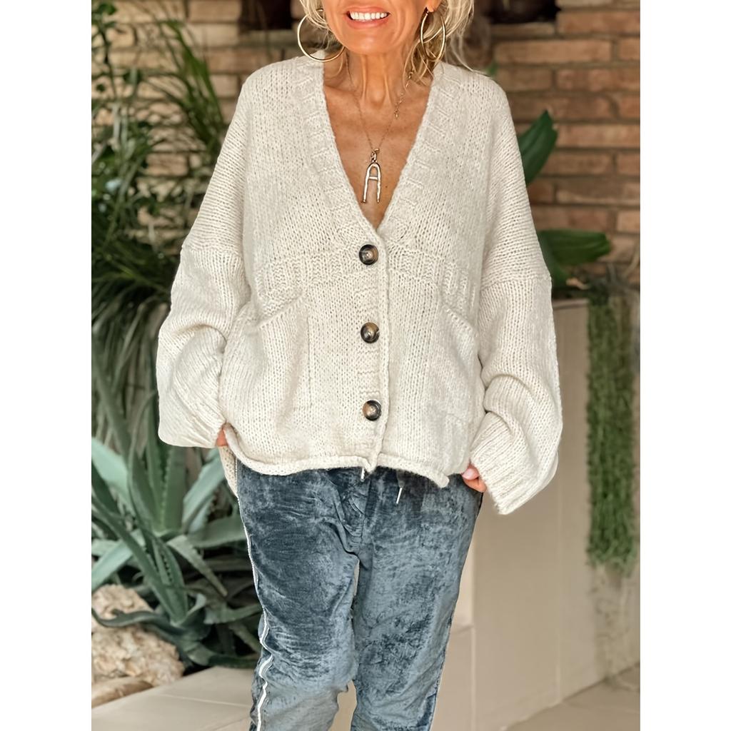 Fall Winter New Women's European American Style V-neck Cardigan Sweater Coat Loose Slimming Long Sleeve Knitted Outerwear Top