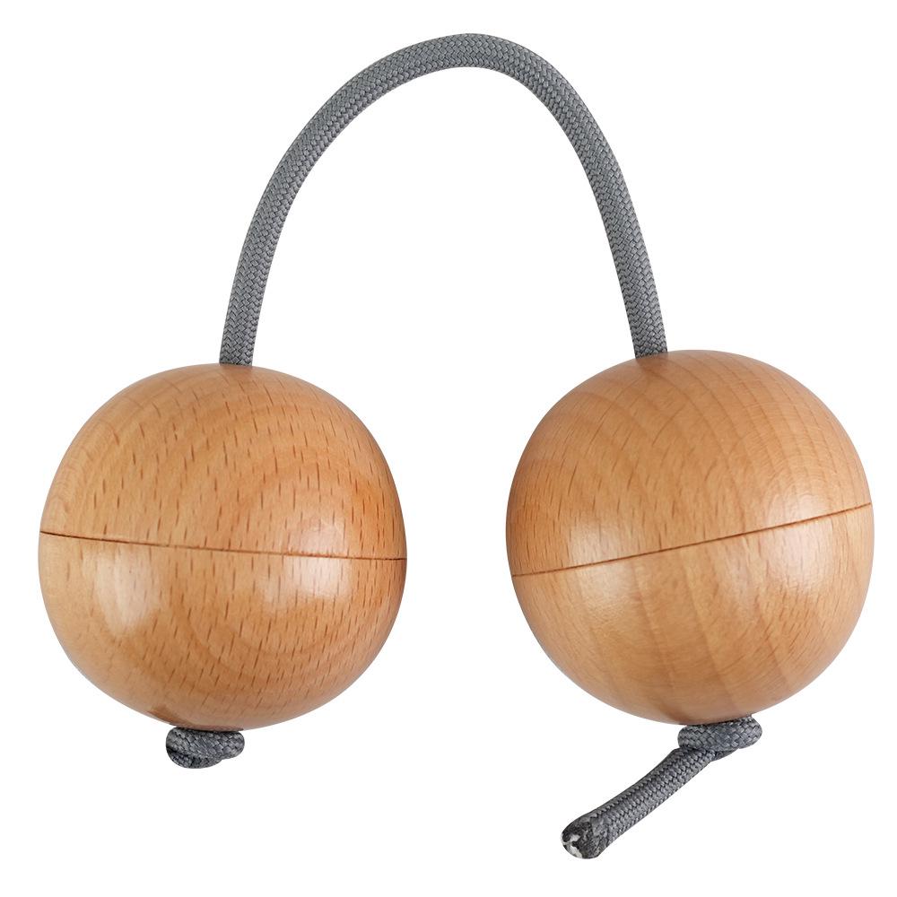 Beech Wood Double Ball Sand Shaker Percussion Instrument Toy