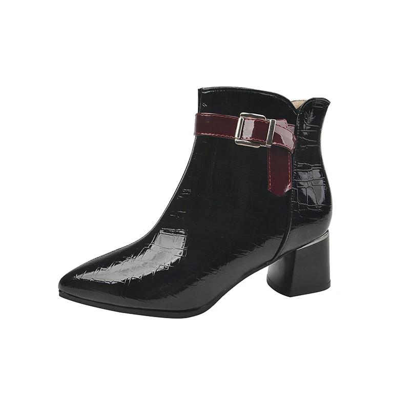 

Модные высококачественные женские ботильоны 2024 года, новые удобные туфли на квадратном каблуке для офиса, стильные теплые зимние туфли на высоком каблуке 40 чёрный