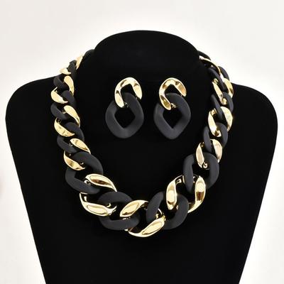2024 New Acrylic Link Chain Chunky Contrast Color Earrings Necklace Set Punk Thick Choker Jewelry Set Gift for Women