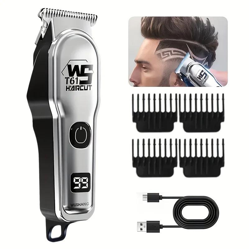 Portable electric hair clipper with USB charging for hair and beard trimming, suitable for families to give as a Father's Day or holiday gift to men