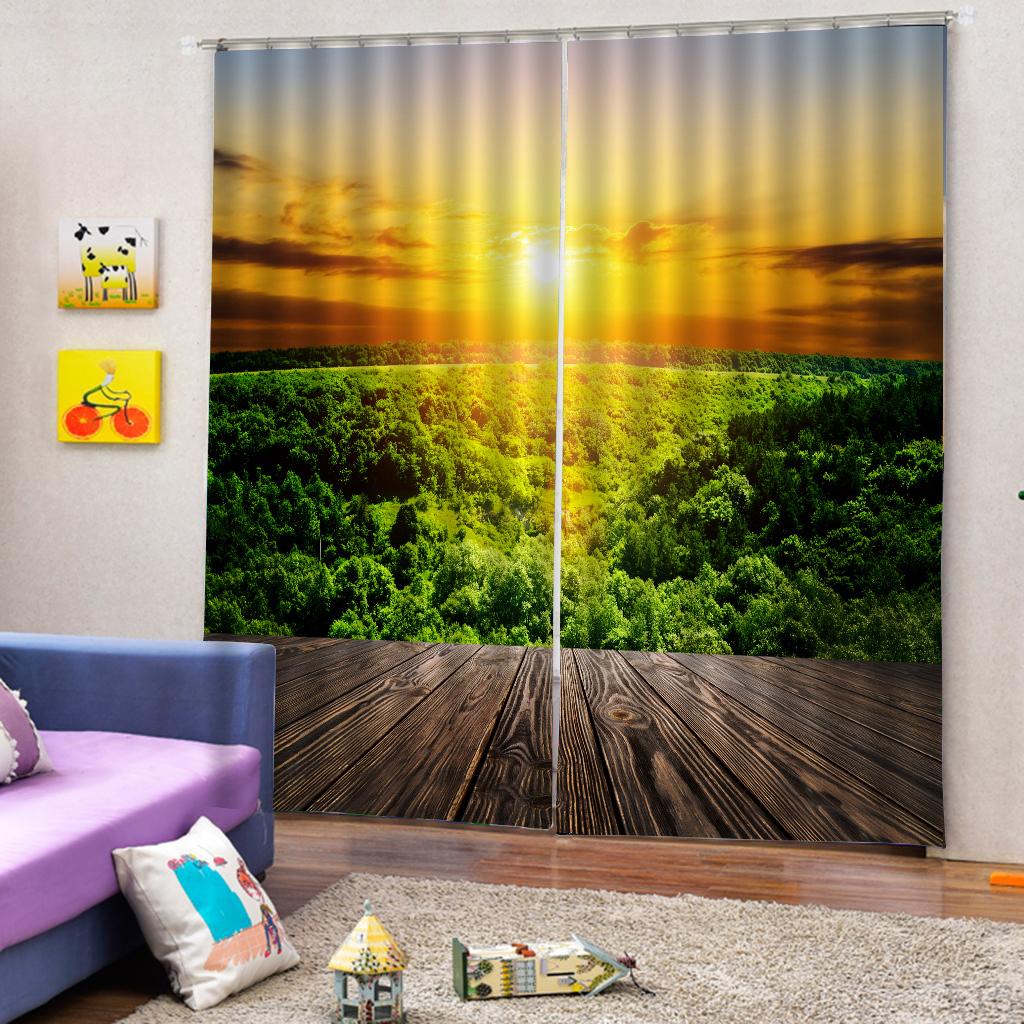 Cortinas 3D 2 painéis para decoração de sala de estar e quarto, ilhós/janela, 65 x 59 polegadas
