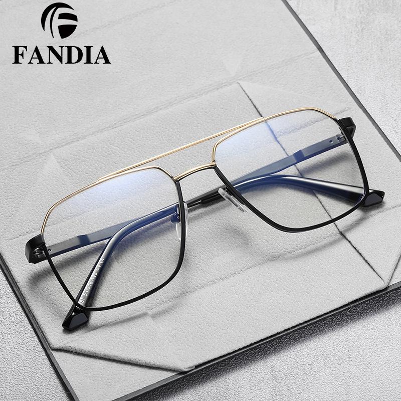 Men's Trendy Double Bridge Eyeglass Frames – European & American Style, Face Slimming, Prescription Ready