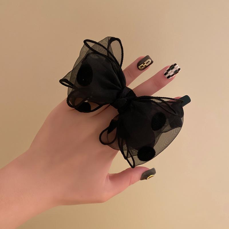 Bow Hair Accessories Polka Dot Hair Tie Women Mesh Simple Headband Barrettes Girls Hairband Ponytail Holder Hairstyle