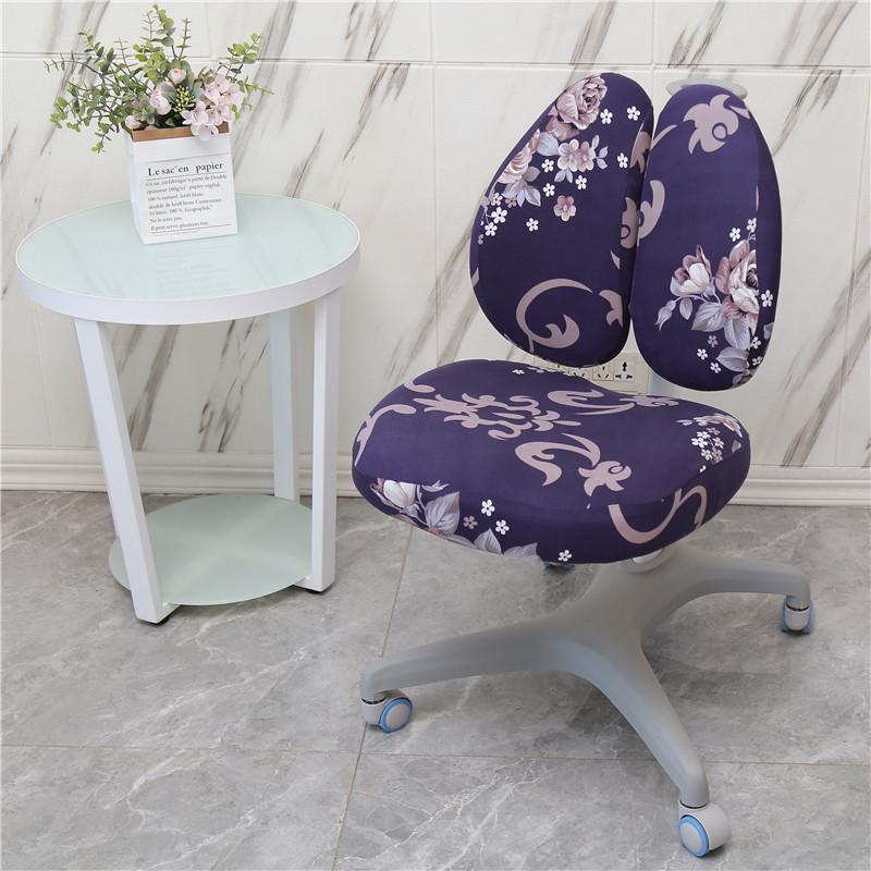 Elastic Double Back Children Study Chair Cover Elastic Student Writing Rotating Lift Chair Protector Cover Seat Backrest Case