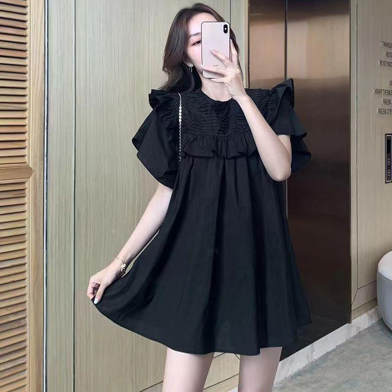 

Плюс Размер Женское Платье Лето Корейский Стиль Милые Повседневные Свободные Платья С Короткими Рукавами XXL