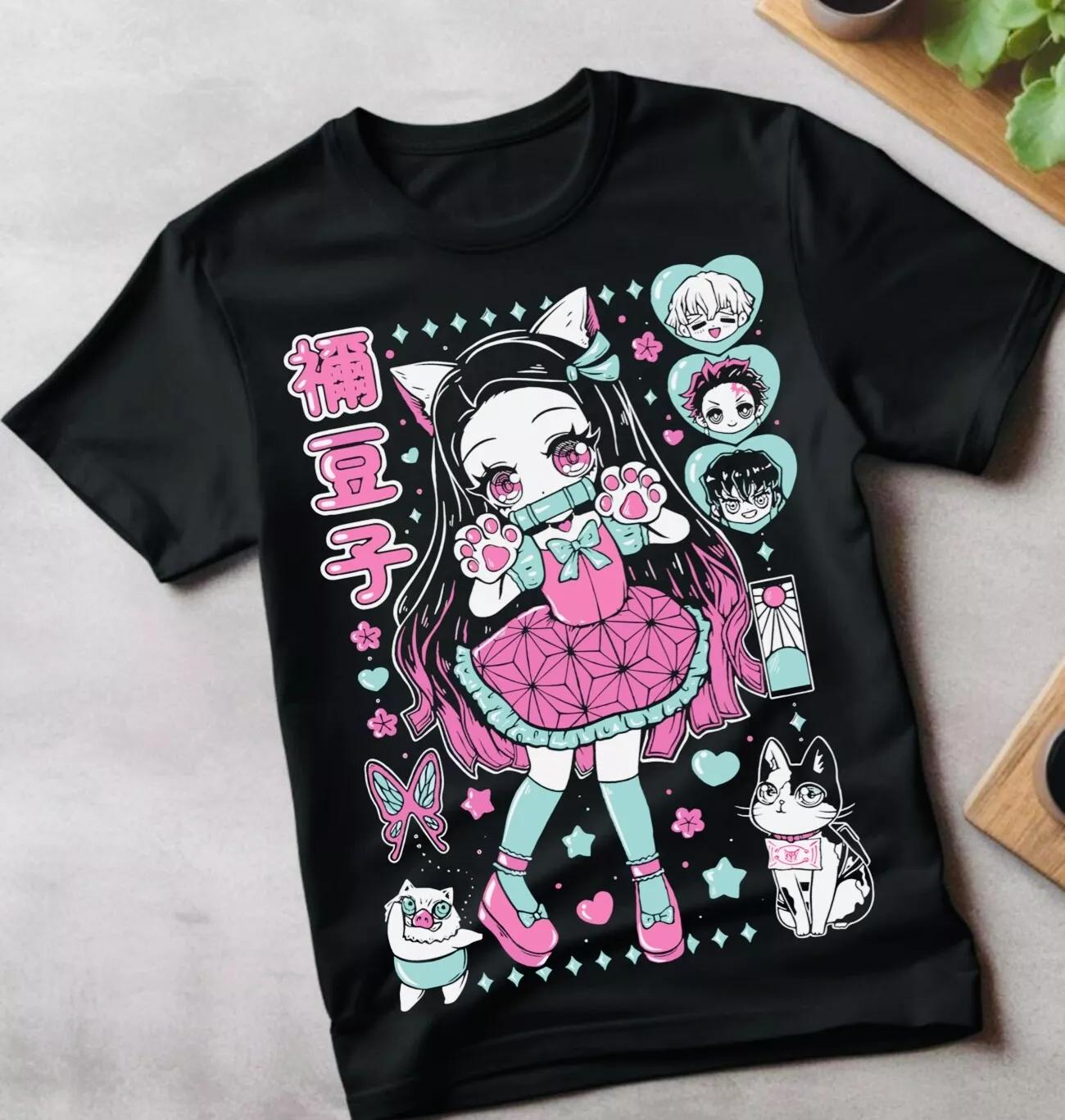 

Nezuko T-shirt Demon Killer Kimetsu No Yaiba Tanjiro Anime Manga Summer New Men and Women Streetwear S