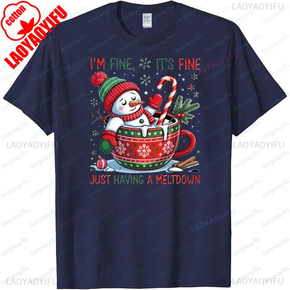 Funny Snowman Meltdown Sweatshirt Winter Hot Cocoa Christmas Tee Casual Festival Costumes Men Women Holiday Printed Tshirt